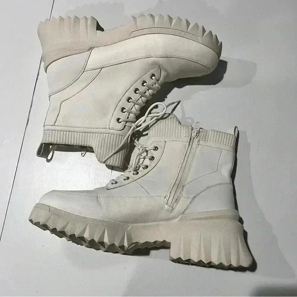 Nurture Whitney Water Resistant Leather Lace-Up Lug Sole Platform Boots - Picture 3 of 7
